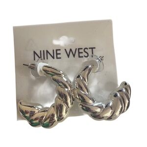Nine West Silver Braided Hoop Earrings